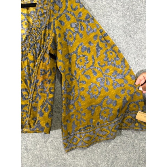 Free People Blouse Women XL Green On The Block Cropped Bell Sleeve - Picture 6 of 9